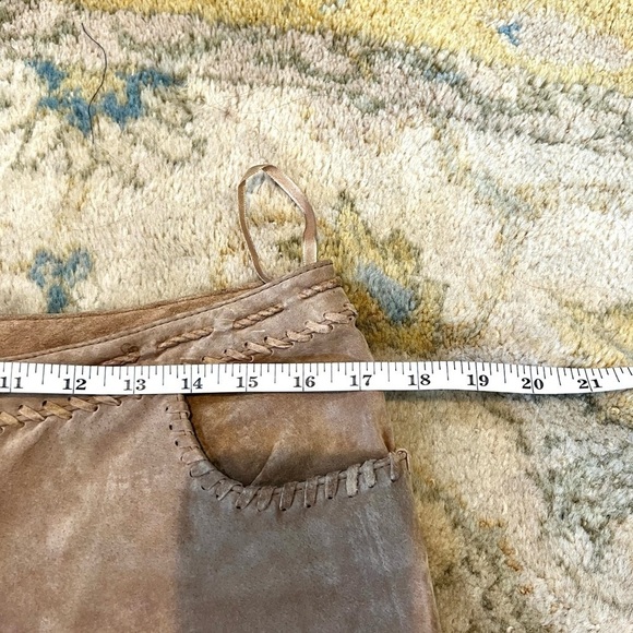 Vintage Wilsons Leather Suede Braided Flare Pants Tan Western Boho Y2K Size 10 - Picture 8 of 13